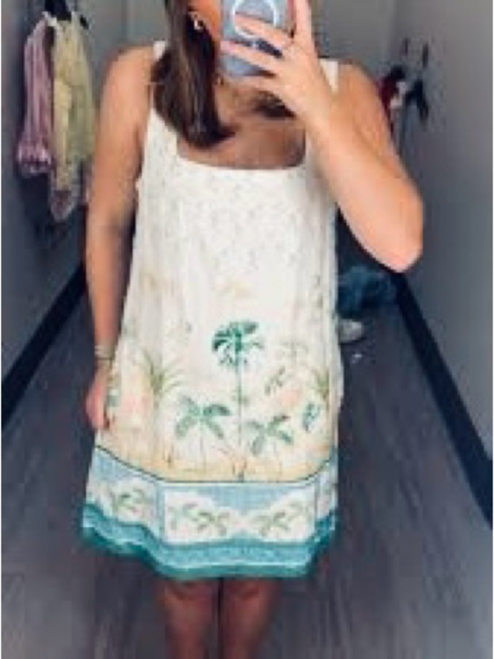 Sleeveless Tropical Print Shift Dress